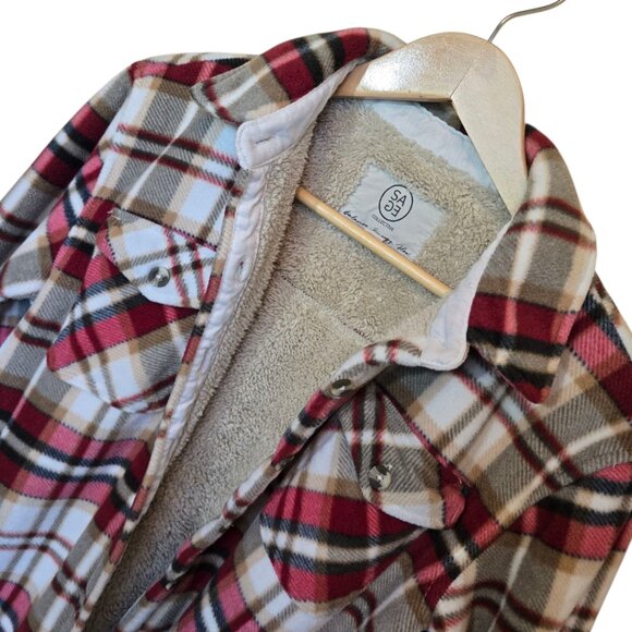 SAGE COLLECTIVE Sherpa Fleece Plaid Shirt Jacket sz S - Picture 5 of 7
